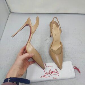 Christian Louboutin Nude Kid O Kate Slingback Heel Shoe